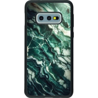 Coque Samsung Galaxy S10e - Silicone rigide noir Marbre vert majestueux