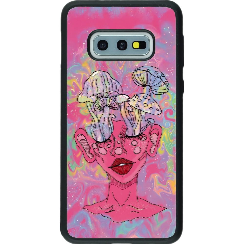 Coque Samsung Galaxy S10e - Silicone rigide noir Psychedelic pink mushroom