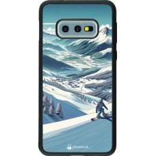 Coque Samsung Galaxy S10e - Silicone rigide noir Snowboarder Montagne