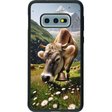 Coque Samsung Galaxy S10e - Silicone rigide noir Vache montagne Valais