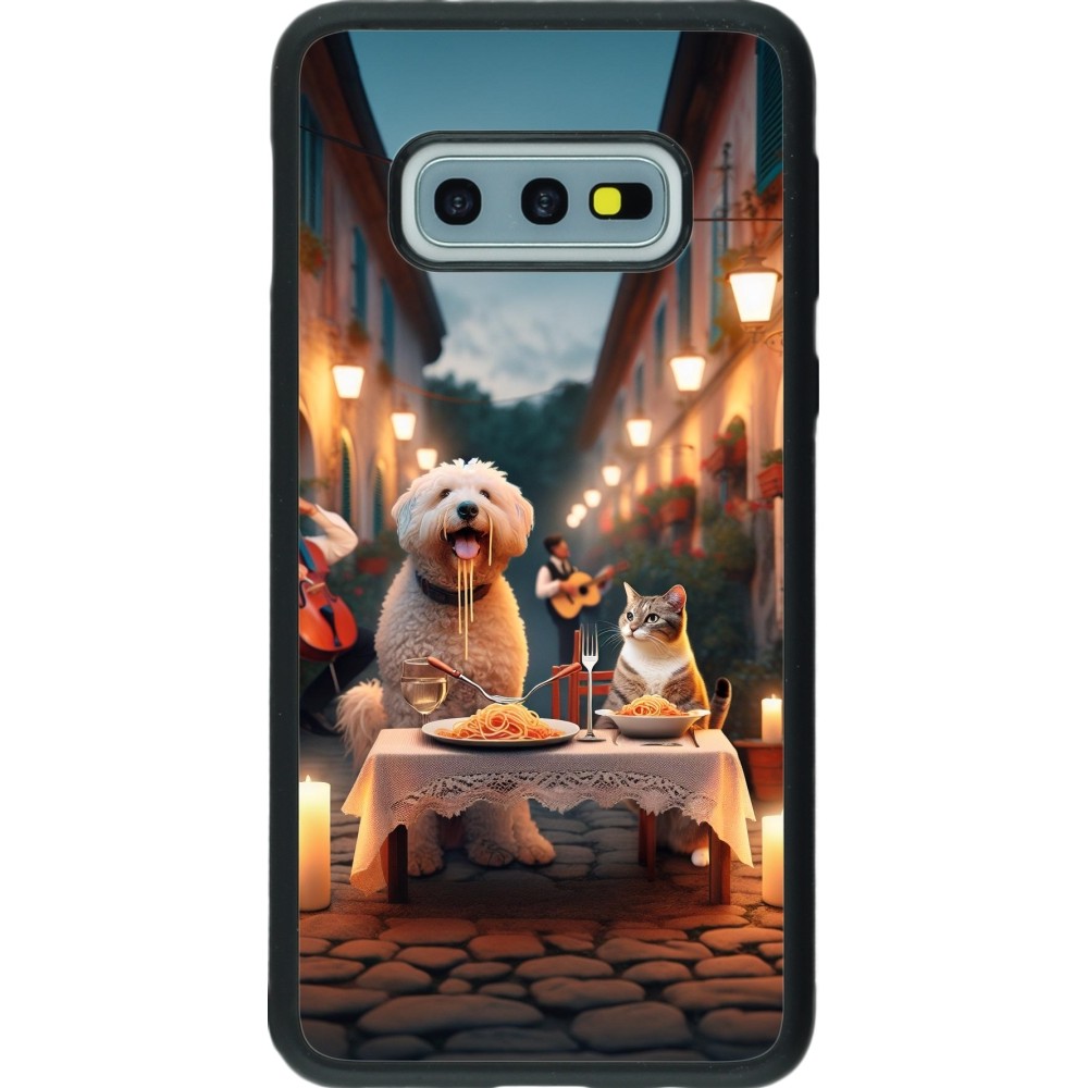 Coque Samsung Galaxy S10e - Silicone rigide noir Valentine 2024 Dog & Cat Candlelight