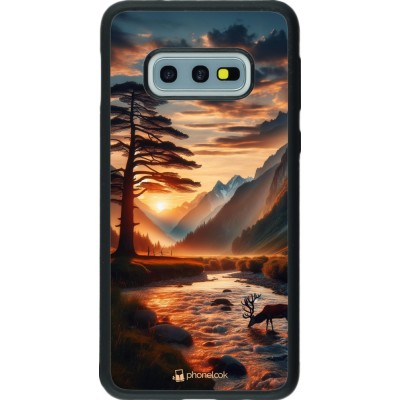 Samsung Galaxy S10e Case Hülle - Silikon schwarz Tal Sonnenuntergang Hirsch Baum