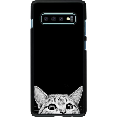 Coque Samsung Galaxy S10+ - Cat Looking Up Black