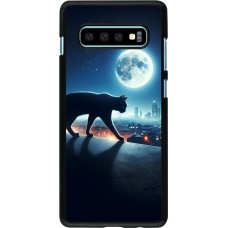 Samsung Galaxy S10+ Case Hülle - Schwarze Katze unter dem Vollmond