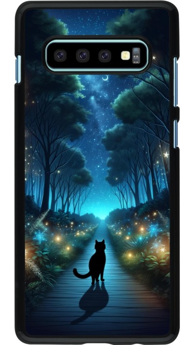 Coque Samsung Galaxy S10+ - Chat noir promenade