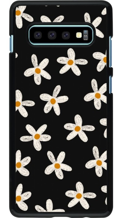 Samsung Galaxy S10+ Case Hülle - Easter 2024 white on black flower