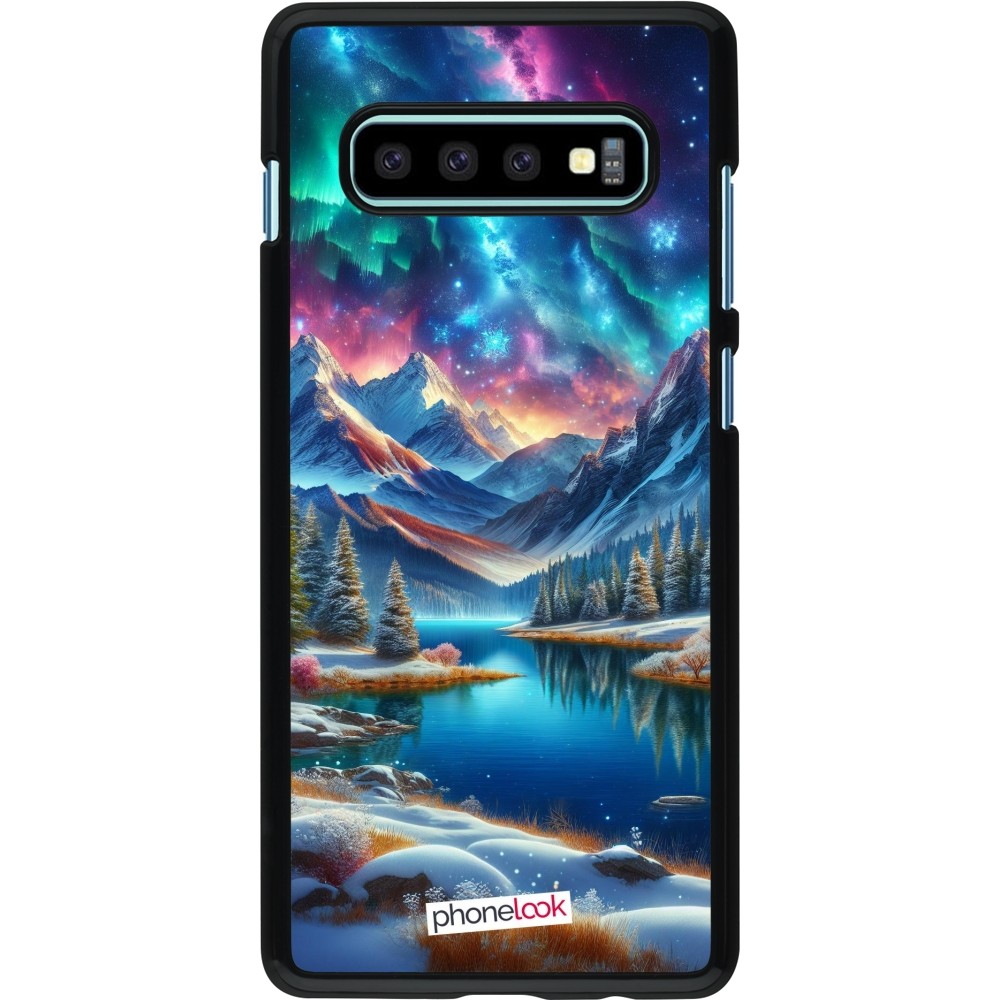 Samsung Galaxy S10+ Case Hülle - Fantasiebergsee Himmel Sterne