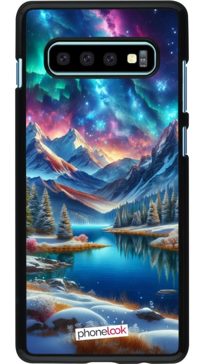 Samsung Galaxy S10+ Case Hülle - Fantasiebergsee Himmel Sterne