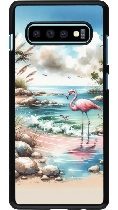 Samsung Galaxy S10+ Case Hülle - Flamingo Aquarell