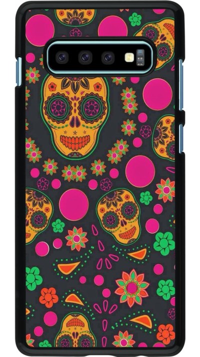 Samsung Galaxy S10+ Case Hülle - Halloween 22 colorful mexican skulls