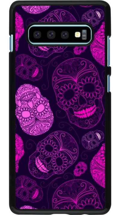 Samsung Galaxy S10+ Case Hülle - Halloween 2023 pink skulls