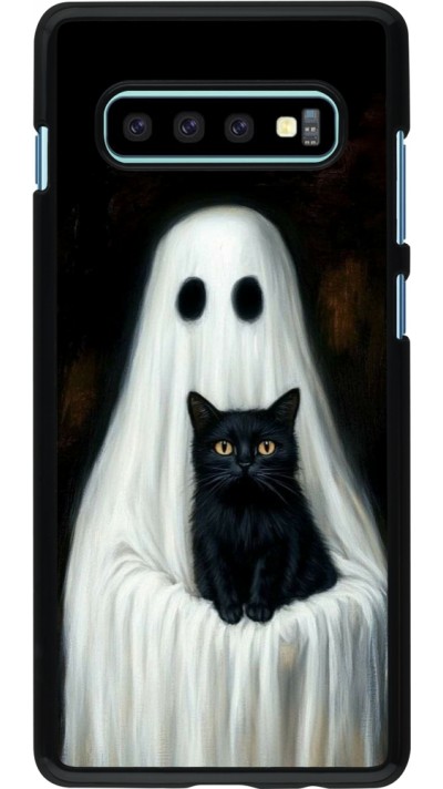 Coque Samsung Galaxy S10+ - Halloween 2025 Ghost with black cat Coque Samsung Galaxy S10+ - Halloween 2025 Ghost with black cat