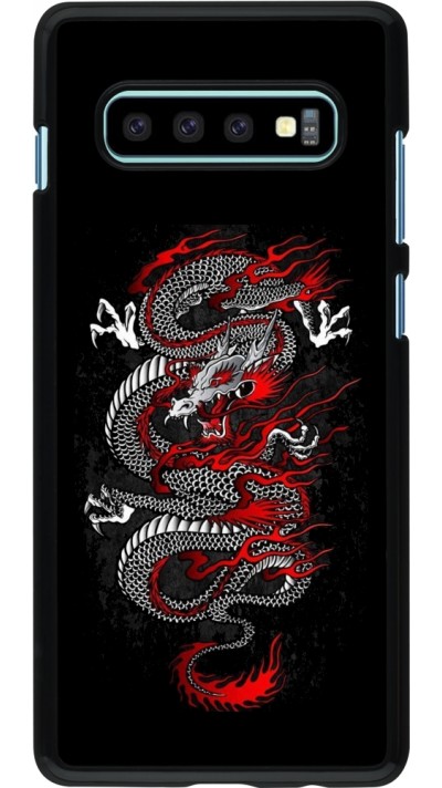 Coque Samsung Galaxy S10+ - Japanese style Dragon Tattoo Red Black