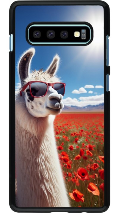 Samsung Galaxy S10+ Case Hülle - Lama Chic in Mohnblume