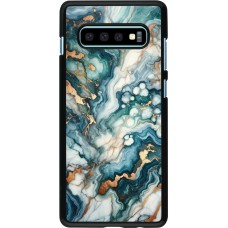 Samsung Galaxy S10+ Case Hülle - Grüner Blauer Goldener Marmor