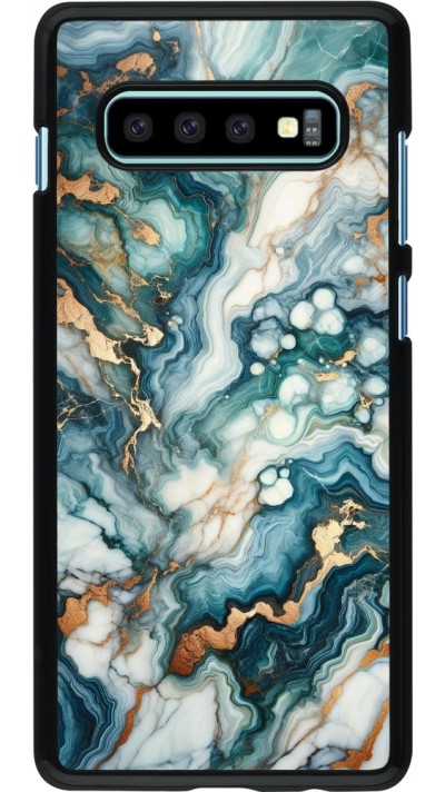 Coque Samsung Galaxy S10+ - Marbre Vert Bleu Doré