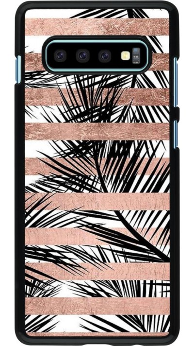 Hülle Samsung Galaxy S10+ - Palm trees gold stripes