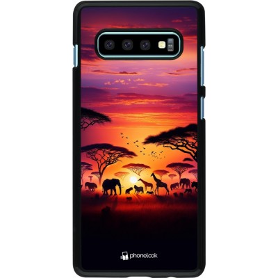 Samsung Galaxy S10+ Case Hülle - Safari Sonnenuntergang Wildtiere