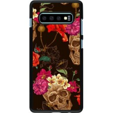 Hülle Samsung Galaxy S10+ - Skulls and flowers