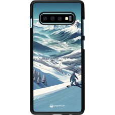 Samsung Galaxy S10+ Case Hülle - Snowboarder Berg