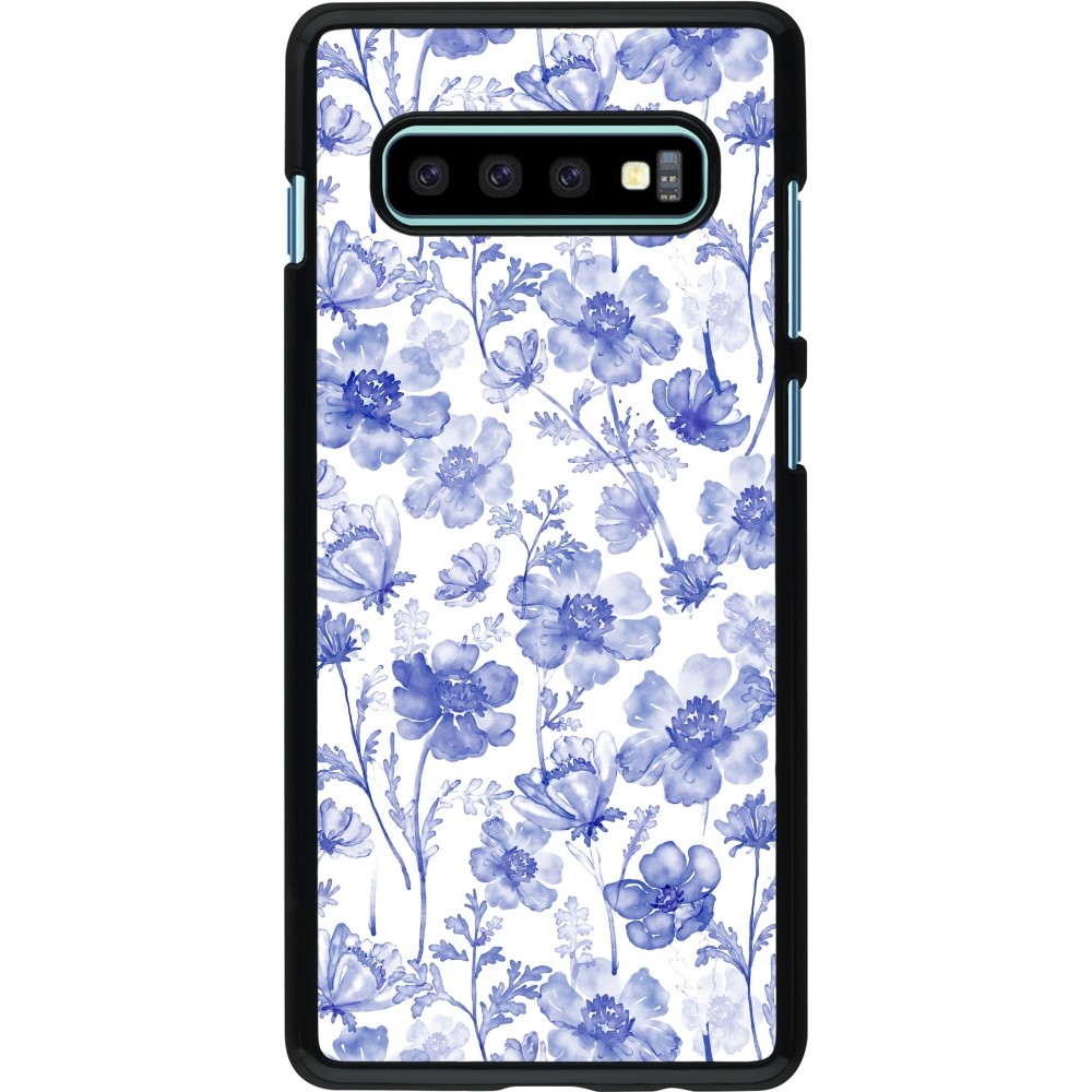 Samsung Galaxy S10+ Case Hülle - Spring 23 watercolor blue flowers