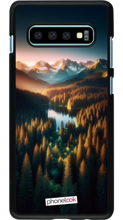 Samsung Galaxy S10+ Case Hülle - Sonnenuntergang Waldsee