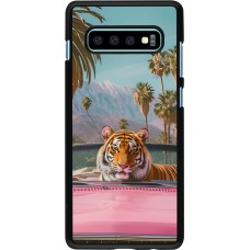 Samsung Galaxy S10+ Case Hülle - Tiger Auto rosa