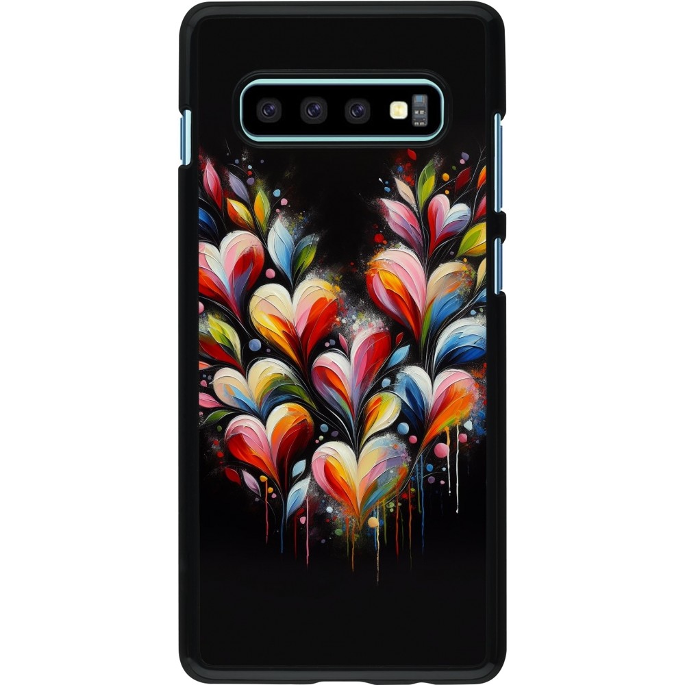 Samsung Galaxy S10+ Case Hülle - Valentin 2024 Schwarzes Herz Abstrakt