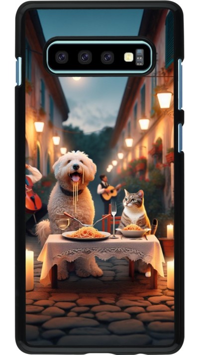Coque Samsung Galaxy S10+ - Valentine 2024 Dog & Cat Candlelight