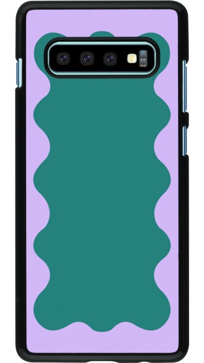 Coque Samsung Galaxy S10+ - Wavy Rectangle Green Purple