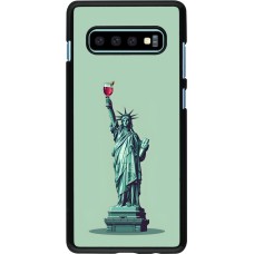 Samsung Galaxy S10+ Case Hülle - Freiheitsstatue mit einem Glas Wein