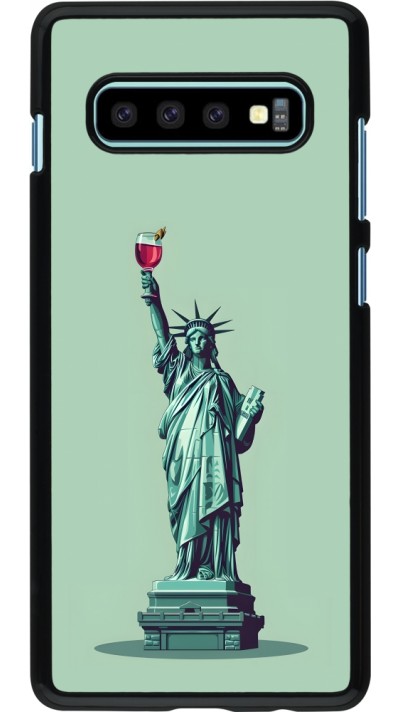 Samsung Galaxy S10+ Case Hülle - Freiheitsstatue mit einem Glas Wein