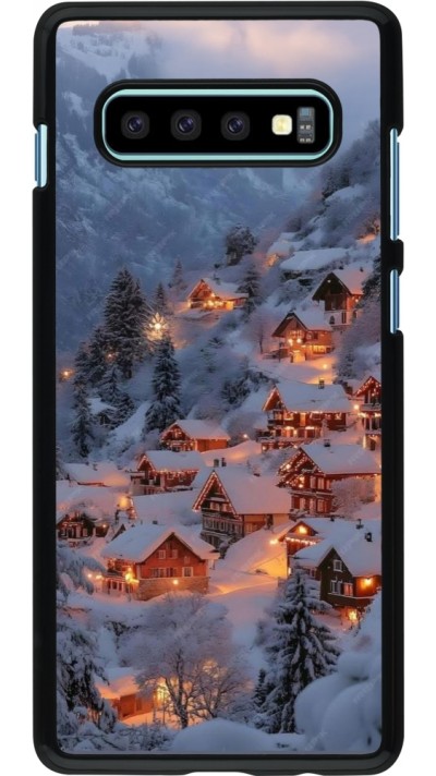 Samsung Galaxy S10+ Case Hülle - Winter 25 Winter snowy village