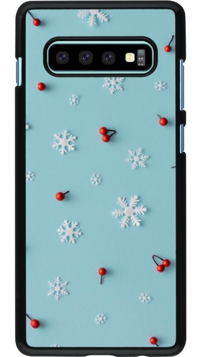 Coque Samsung Galaxy S10+ - Christmas 22 snow and holly