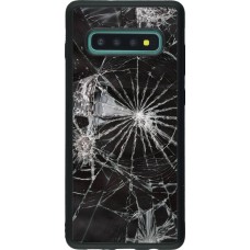 Coque Samsung Galaxy S10+ - Silicone rigide noir Broken Screen