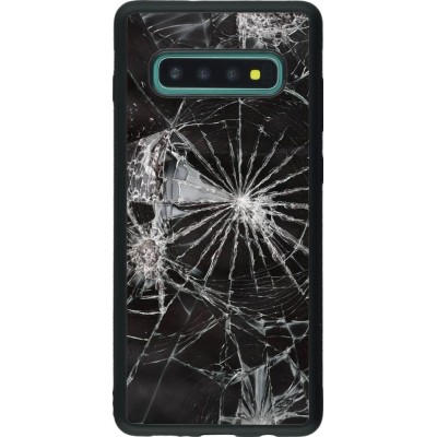 Coque Samsung Galaxy S10+ - Silicone rigide noir Broken Screen