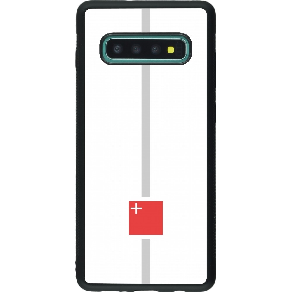 Coque Samsung Galaxy S10+ - Silicone rigide noir Canton SZ blanc