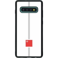 Coque Samsung Galaxy S10+ - Silicone rigide noir Canton SZ blanc