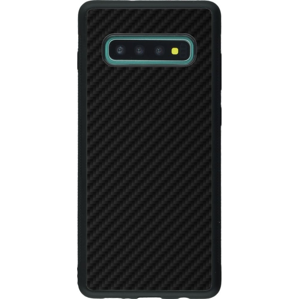Coque Samsung Galaxy S10+ - Silicone rigide noir Carbon Basic