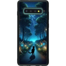 Samsung Galaxy S10+ Case Hülle - Silikon schwarz Schwarze Katze Spaziergang