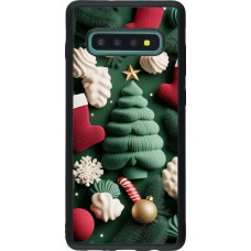 Coque Samsung Galaxy S10+ - Silicone rigide noir Christmas 25 Christmas textiles