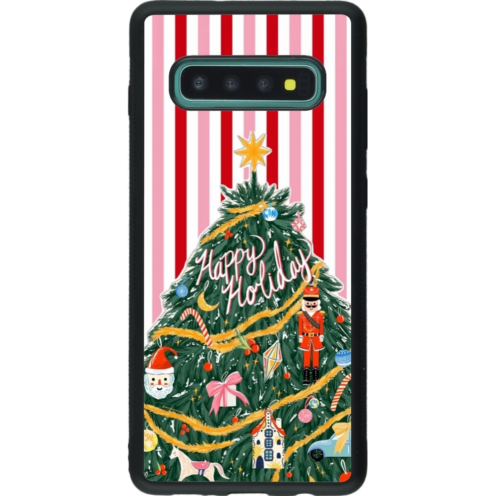 Coque Samsung Galaxy S10+ - Silicone rigide noir Christmas 25 Happy Holiday