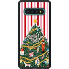 Coque Samsung Galaxy S10+ - Silicone rigide noir Christmas 25 Happy Holiday
