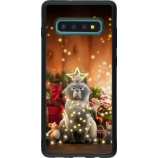 Coque Samsung Galaxy S10+ - Silicone rigide noir Christmas 25 Xmas Cat