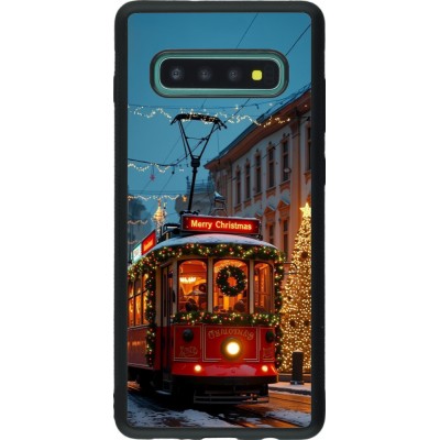 Coque Samsung Galaxy S10+ - Silicone rigide noir Christmas 25 Xmas Train