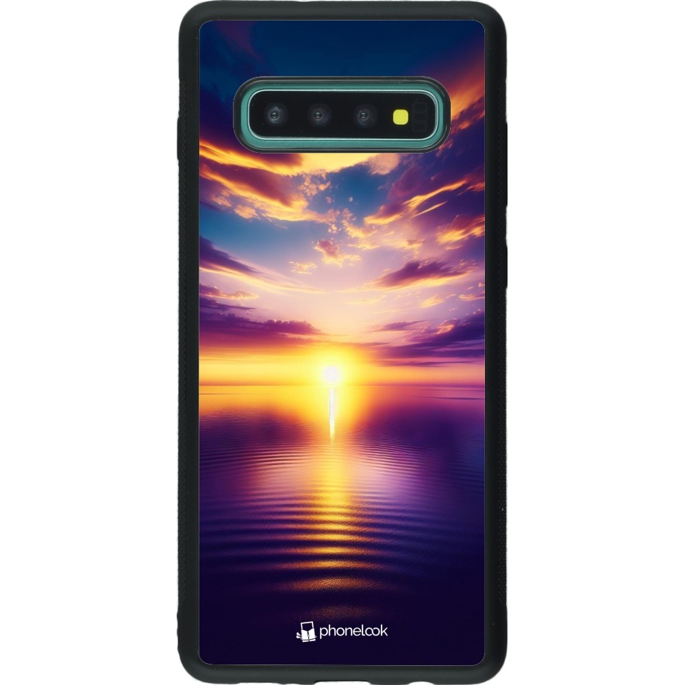 Samsung Galaxy S10+ Case Hülle - Silikon schwarz Sonnenuntergang gelb violett