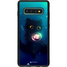Coque Samsung Galaxy S10+ - Silicone rigide noir Cute Cat Bubble