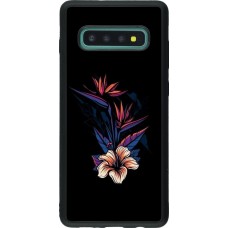 Hülle Samsung Galaxy S10+ - Silikon schwarz Dark Flowers