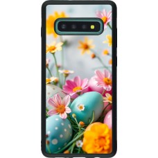 Samsung Galaxy S10+ Case Hülle - Silikon schwarz Easter 2026 Eggs with flowers