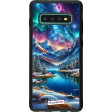 Samsung Galaxy S10+ Case Hülle - Silikon schwarz Fantasiebergsee Himmel Sterne